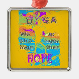 Adorno Metálico USA Hillary Hope Stronger Juntos