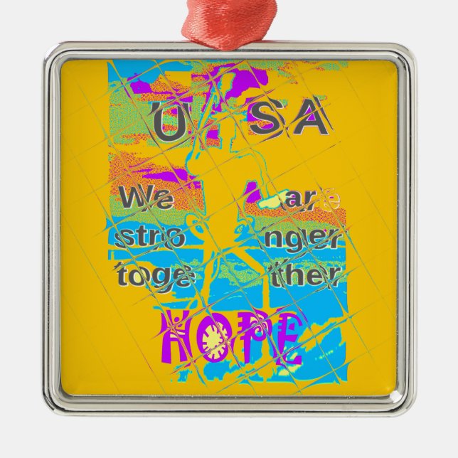 Adorno Metálico USA Hillary Hope Stronger Juntos (Frente)