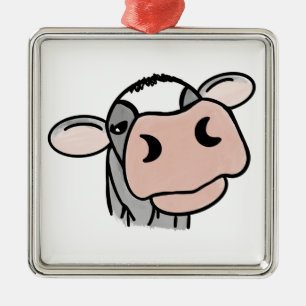 Adorno Metálico vaca de dibujos animados negro blanco rosa beso gr