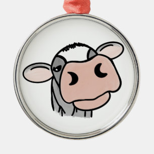 Adorno Metálico vaca de dibujos animados negro blanco rosa beso gr