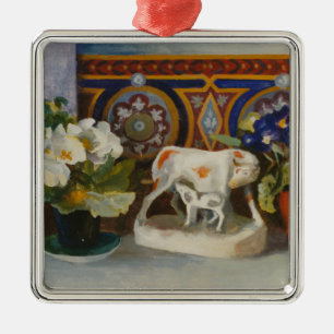 Adorno Metálico Vaca de Staffordshire con Primulaes 2004