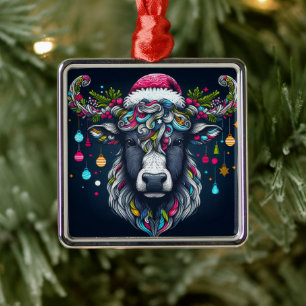 Adorno Metálico Vaca festiva
