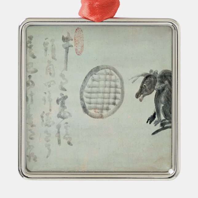 Adorno Metálico Vaca, ventana oval y Haiku (Frente)