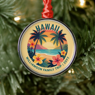 Adorno Metálico Vacaciones personalizadas retro de Hawaii tropical