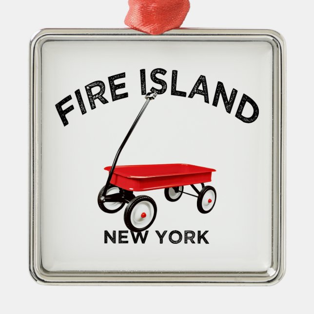 Adorno Metálico Vagón rojo de la Isla de Fuego Nueva York vacacion (Frente)