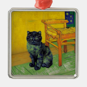 Adorno Metálico Van Gogh Black Cat