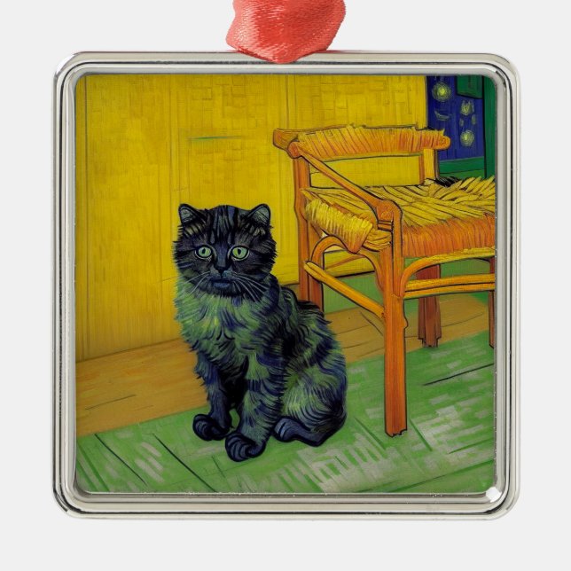 Adorno Metálico Van Gogh Black Cat (Frente)