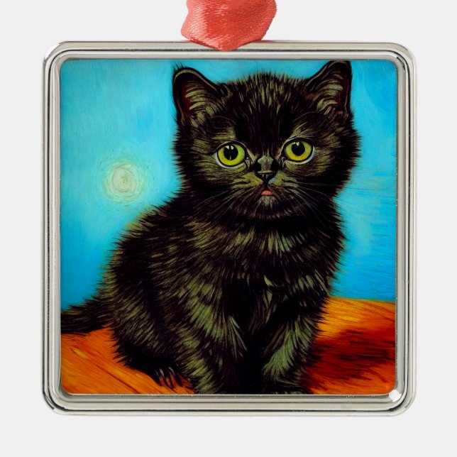 Adorno Metálico Van Gogh Style Pouting Kitten (Frente)