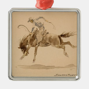 Adorno Metálico Vaquero en un caballo desbocado de Edward Borein