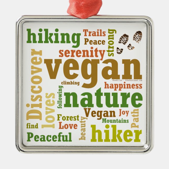 Adorno Metálico Vegan Hiker Hiking Word Cloud (Frente)