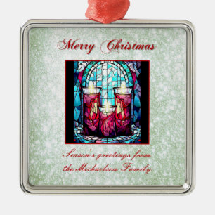 Adorno Metálico Velas de vidrio manchadas para Purpurinas verdes