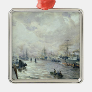 Adorno Metálico Veleros en el puerto de Hamburgo, 1889