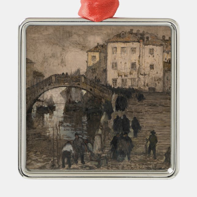 Adorno Metálico Venecia, Italia (paisaje veneciano vintage) (Frente)