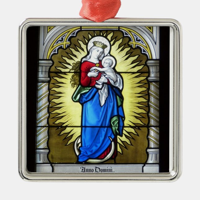 Adorno Metálico Ventana de la Iglesia de Vidrio Manchado Madonna y (Frente)