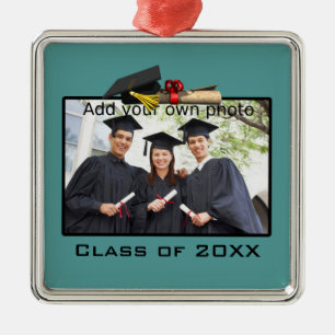 Adorno Metálico Verde azulado Añadir tu foto / año de graduación