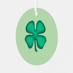 Adorno metálico verde de trébol irlandés de 4 hoja