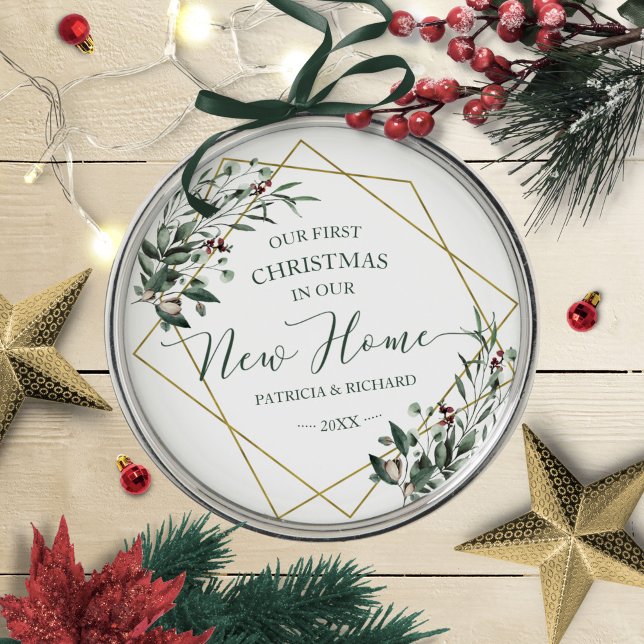 Adorno Metálico Verdor Nuestra Primera Navidad En Nuestro Nuevo Ho (Subido por el creador)