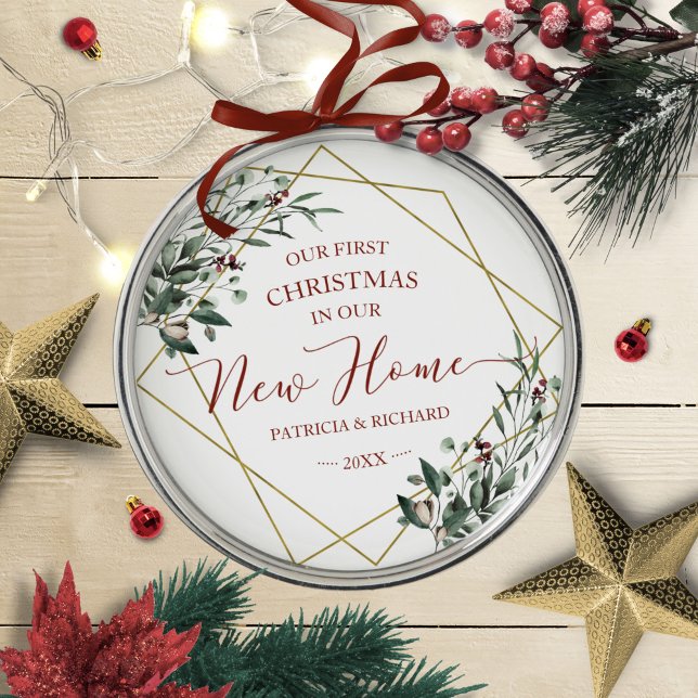Adorno Metálico Verdor Nuestra Primera Navidad En Nuestro Nuevo Ho (Subido por el creador)