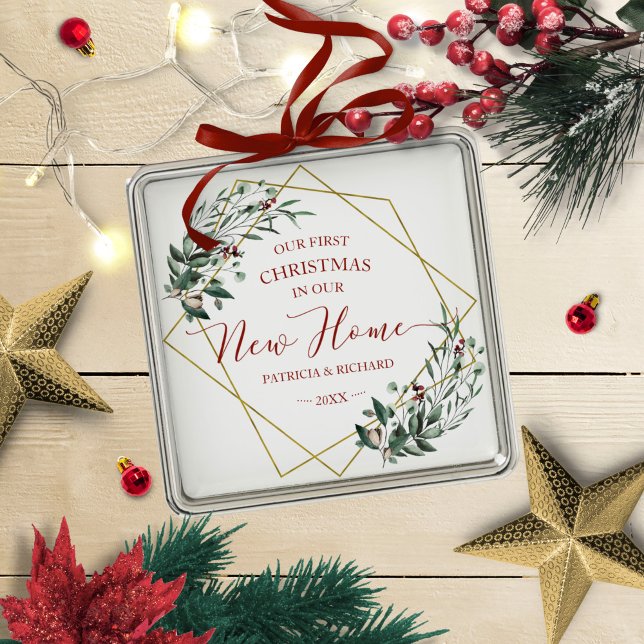 Adorno Metálico Verdor Nuestra Primera Navidad En Nuestro Nuevo Ho (Subido por el creador)