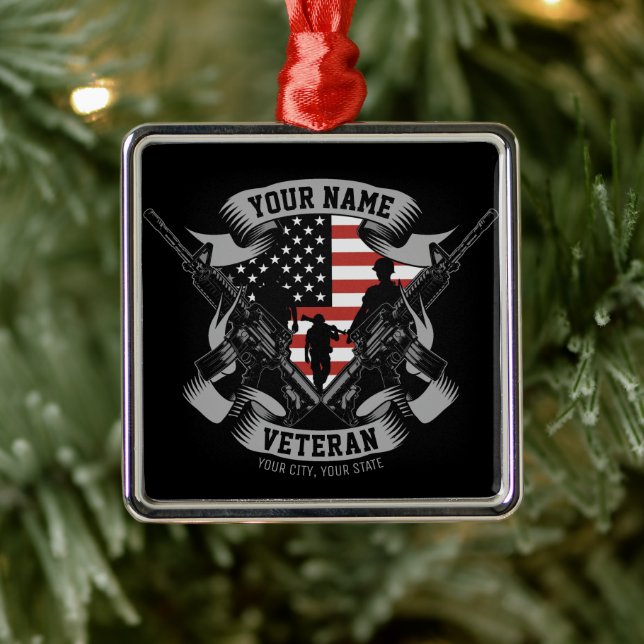 Adorno Metálico Veterano norteamericano personalizado orgulloso de (Árbol)