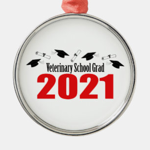 Adorno Metálico Veterinary Grad 2021 Caps And Diplomas (Red)