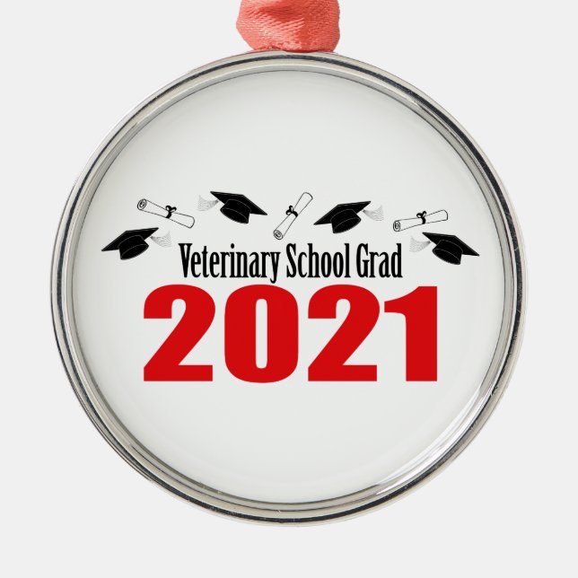 Adorno Metálico Veterinary Grad 2021 Caps And Diplomas (Red) (Frente)