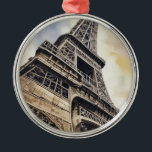 Adorno Metálico Viaje de la Torre Eiffel de París<br><div class="desc">Anuncios de viaje europeos - Afiche de viaje de París</div>