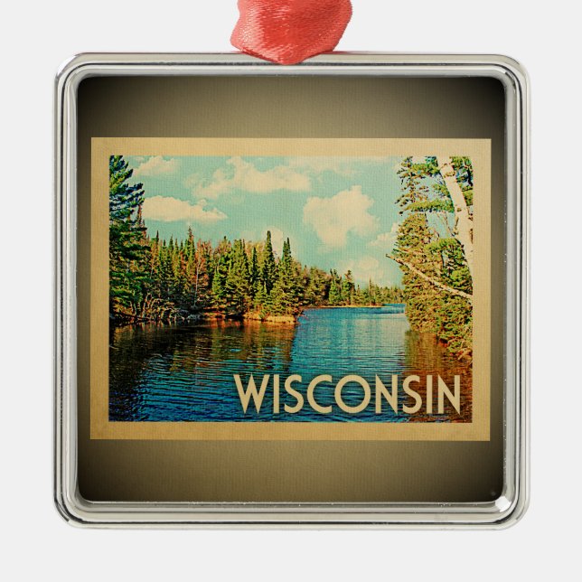 Adorno Metálico Viaje de Wisconsin Ornament Vintage (Frente)