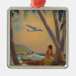 Adorno Metálico Viaje hawaiano del vintage - bailarín del chica de