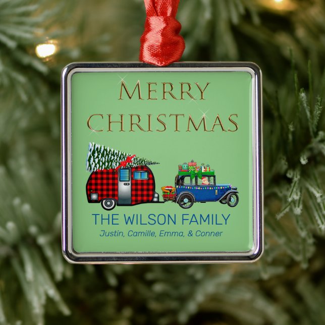 Adorno Metálico Viaje por carretera de época Santa Green (Árbol)