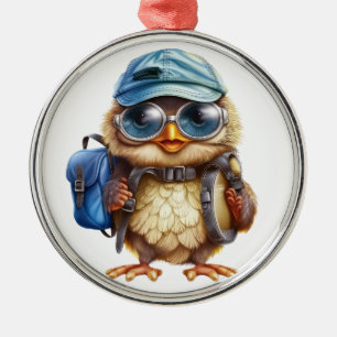 Adorno Metálico Viajero pequeño sabio - Lechuza con mochila