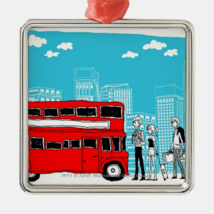 Adorno Metálico Viajeros que esperan en la parada de autobús