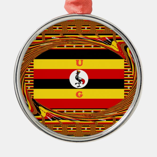 Adorno Metálico Vibrante arte inspirado en la bandera de Uganda (Frente)