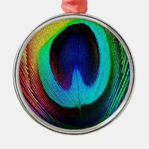 Adorno Metálico Vibrante Feather Peacock