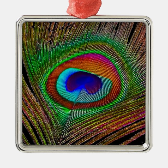 Adorno Metálico Vibrante pluma de cobre para pavo real (Frente)