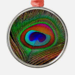 Adorno Metálico Vibrante pluma de cobre para pavo real