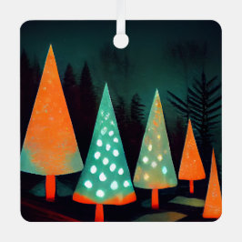 Adorno Metálico Vibrantes árboles de Navidad en el bosque