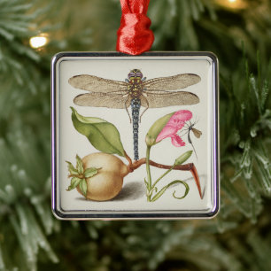 Adorno Metálico Vida de jardín, libélula, pera, clavel e insecto