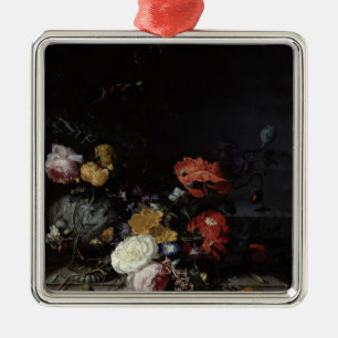 Adorno Metálico Vida fija con flores e insectos