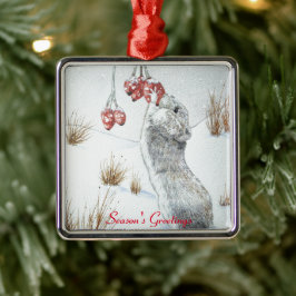 Adorno Metálico Vida silvestre de la nieve de ratones y bayas roja