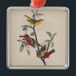 Adorno Metálico Vida silvestre de las aves de Bunting de Audubon<br><div class="desc">John James Audubon Painted Bunting - Audubon creó unas litografías asombrosas de aves americanas, y este embalaje pintado con una antigua estampación Audubon que mostraba varios pájaros de amarre pintados en un arbusto de bayas. Estos armarios pintados son hermosos, muy coloridos, rojos, naranjas, amarillos, azules y verdes, y marrones. El...</div>