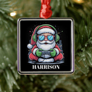 Adorno Metálico Videojuego personalizado de Navidad Santa Xmas 