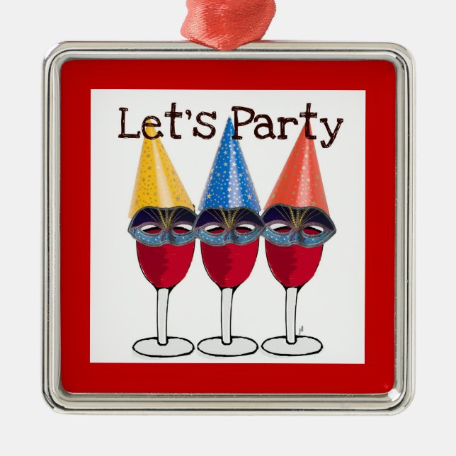 ADORNO METÁLICO VIDRIEZAS DE VINO ROJO EN GORRAS FIESTAS (Frente)