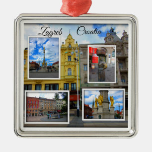 Adorno Metálico Viejo collage de fotos de la ciudad de Zagreb