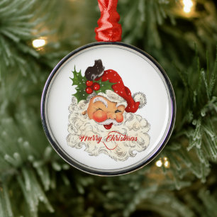 Adorno Metálico Viejo jaleo de Santa Claus Feliz Retro de Navidad