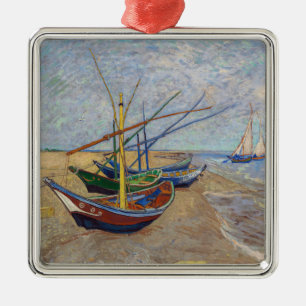 Adorno Metálico Vincent van Gogh - Barcas de Pesca en la Playa