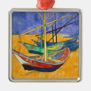 Adorno Metálico Vincent van Gogh - Barcos de Pesca en la Playa