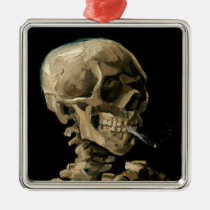Adorno Metálico Vincent van Gogh - Calavera con cigarrillo en llam