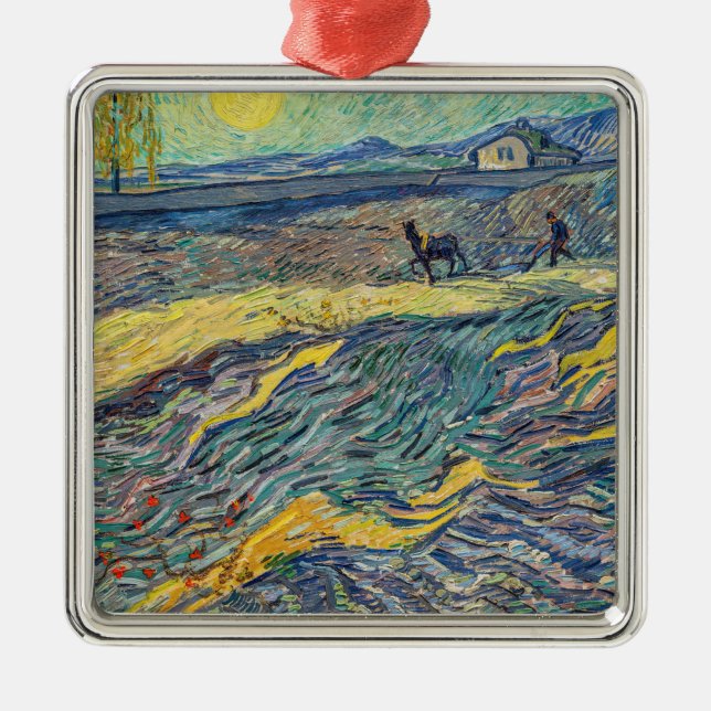 Adorno Metálico Vincent van Gogh - Campo con agricultores arados (Frente)