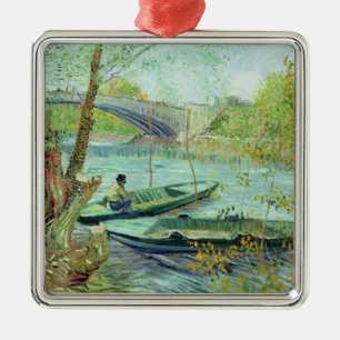 Adorno Metálico Vincent van Gogh el   que pesca en la primavera